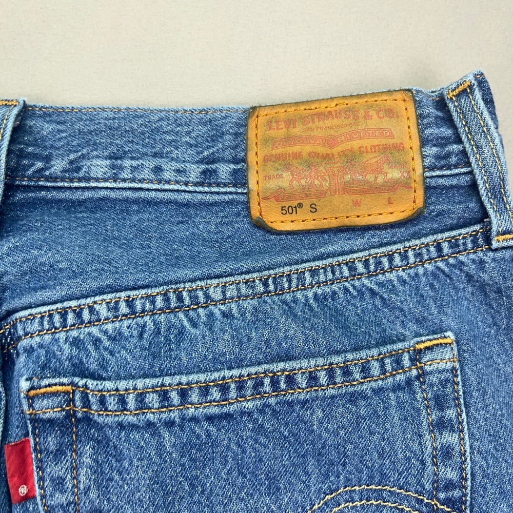 Levi's 501 Premium Jeans Distressed Ripped Knee Button Fly Womens W29 Y2K Grunge - Picture 12 of 13